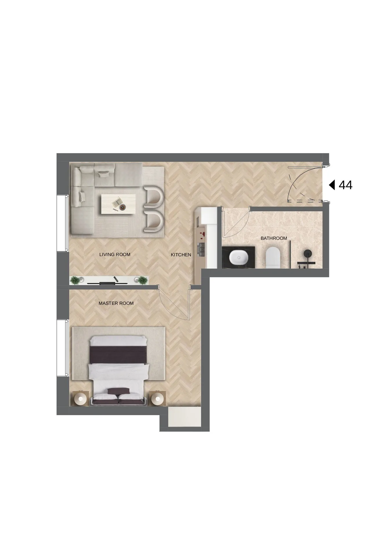 Studio floor plan — ASALA City Walk